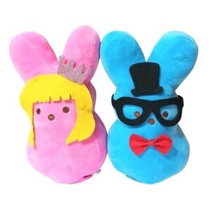 Lot of Two 12" Dancing Animated Peeps Plush Plays Music & Dances (Blue & Pink)